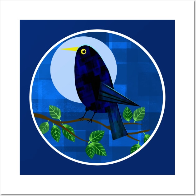 Blackbird at Night Wall Art by Scratch